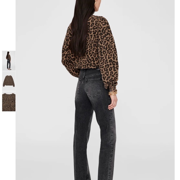 Anine Bing Miles Sweatshirt in Black and Brown Leopard - Picture 4 of 8